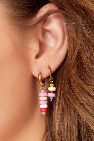 Pendientes de perlas de colores - colección #summergirls Azul & Color dorado Acero inoxidable h5 Imagen3